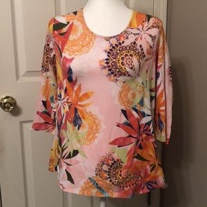 Christopher & Banks floral womens blouse top  medium